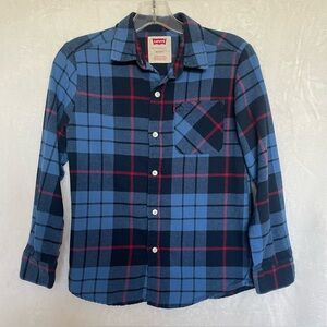 Levi's Blue Button Down Shirt Classic Plaid Design